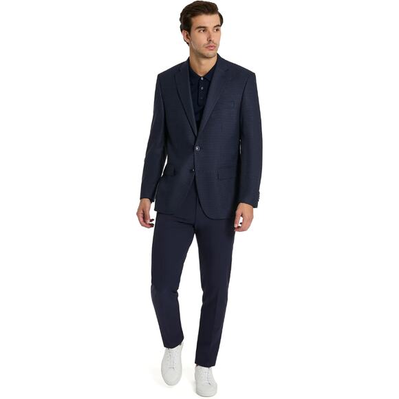 NWT Michael Kors Men’s Twill Kent Classic Fit Navy Check Suit/Blazer sz 46S - Picture 3 of 7